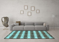 Machine Washable Abstract Light Blue Contemporary Rug, wshcon281lblu