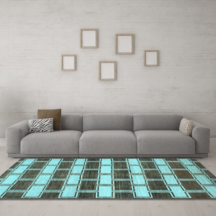 Machine Washable Abstract Light Blue Contemporary Rug in a Living Room, wshcon281lblu