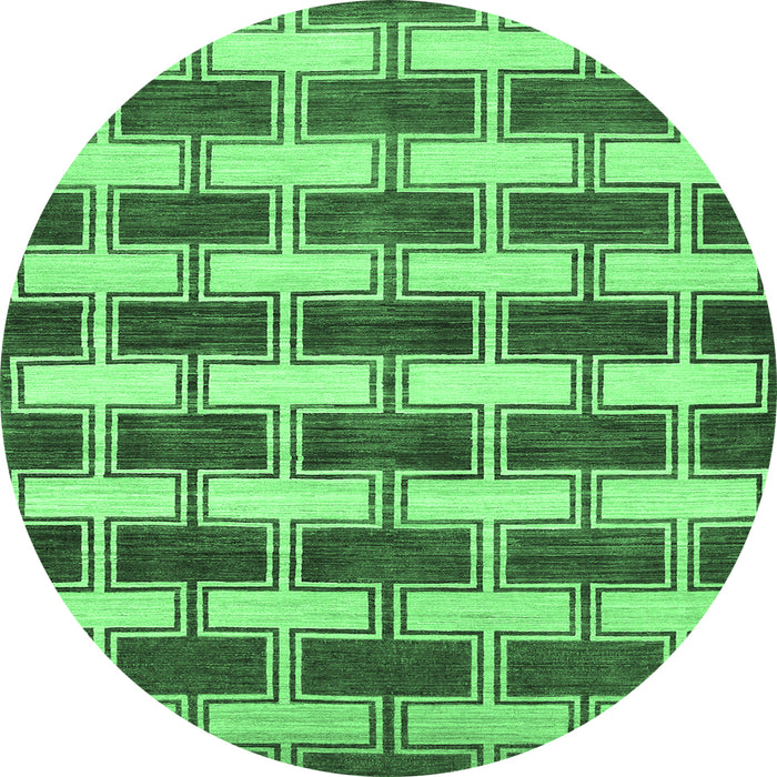 Round Abstract Emerald Green Contemporary Rug, con281emgrn