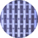 Round Abstract Blue Contemporary Rug, con281blu