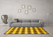 Machine Washable Abstract Yellow Contemporary Rug in a Living Room, wshcon281yw