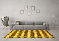 Machine Washable Abstract Yellow Contemporary Rug, wshcon281yw