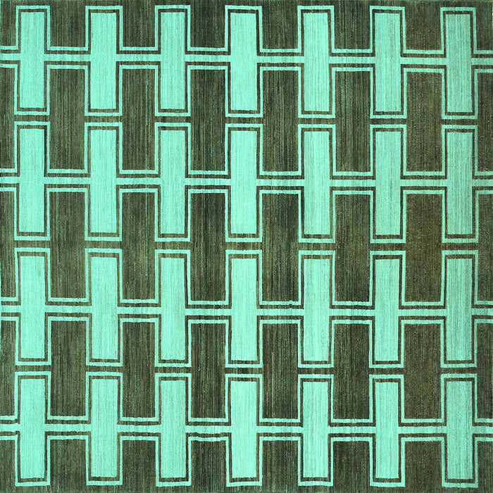 Square Machine Washable Abstract Turquoise Contemporary Area Rugs, wshcon281turq