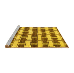 Sideview of Machine Washable Abstract Yellow Contemporary Rug, wshcon281yw