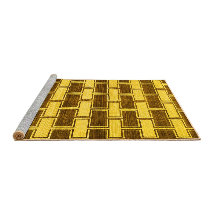 Sideview of Machine Washable Abstract Yellow Contemporary Rug, wshcon281yw