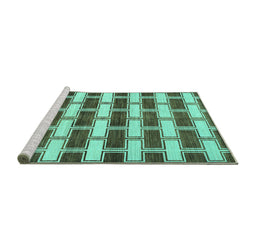Sideview of Machine Washable Abstract Turquoise Contemporary Area Rugs, wshcon281turq