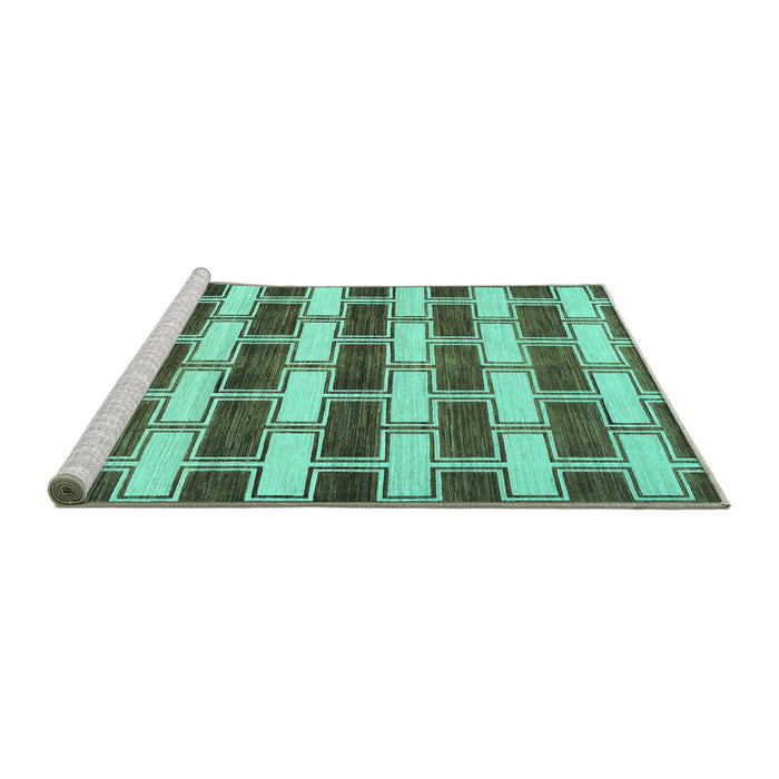 Sideview of Machine Washable Abstract Turquoise Contemporary Area Rugs, wshcon281turq