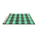 Sideview of Machine Washable Abstract Turquoise Contemporary Area Rugs, wshcon281turq