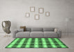 Machine Washable Abstract Emerald Green Contemporary Area Rugs in a Living Room,, wshcon281emgrn