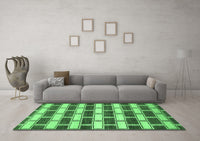 Machine Washable Abstract Emerald Green Contemporary Rug, wshcon281emgrn