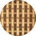 Round Machine Washable Abstract Brown Contemporary Rug, wshcon281brn