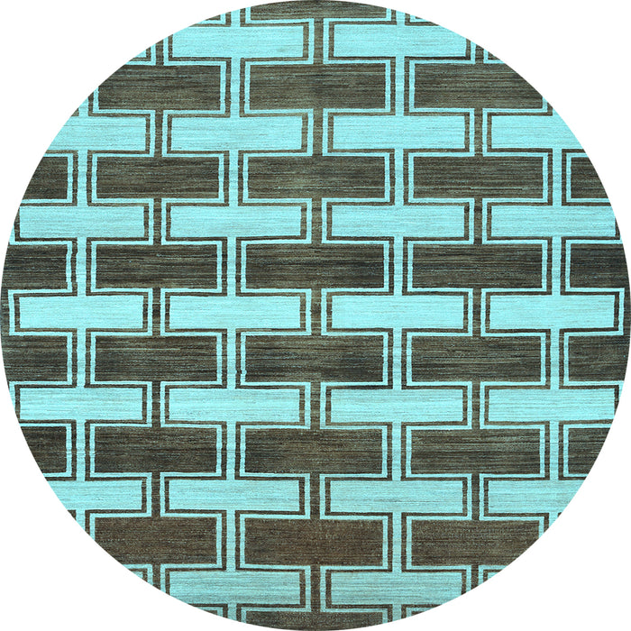 Round Abstract Light Blue Contemporary Rug, con281lblu