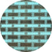 Round Abstract Light Blue Contemporary Rug, con281lblu