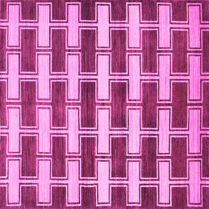 Square Machine Washable Abstract Pink Contemporary Rug, wshcon281pnk