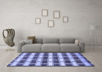 Machine Washable Abstract Blue Contemporary Rug, wshcon281blu