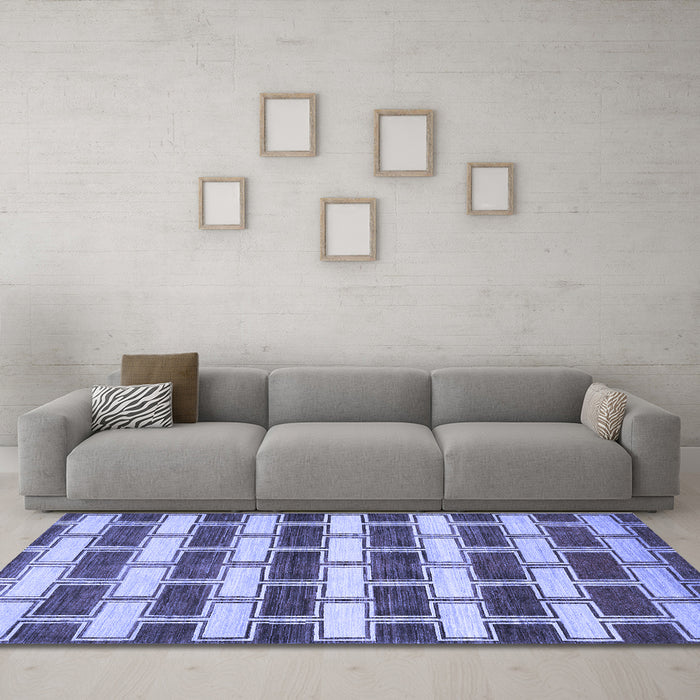Machine Washable Abstract Blue Contemporary Rug in a Living Room, wshcon281blu