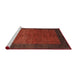 Serging Thickness of Machine Washable Contemporary Tomato Red Rug, wshcon282