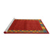 Serging Thickness of Machine Washable Contemporary Red Rug, wshcon2820