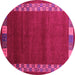 Round Abstract Pink Contemporary Rug, con2820pnk