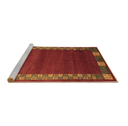 Sideview of Machine Washable Abstract Brown Contemporary Rug, wshcon2820brn