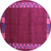 Round Abstract Purple Contemporary Rug, con2820pur