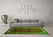 Machine Washable Abstract Green Contemporary Area Rugs in a Living Room,, wshcon2820grn