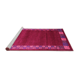 Sideview of Machine Washable Abstract Pink Contemporary Rug, wshcon2820pnk