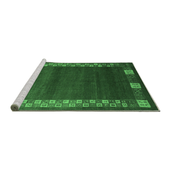 Sideview of Machine Washable Abstract Emerald Green Contemporary Area Rugs, wshcon2820emgrn