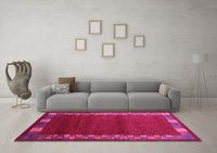 Machine Washable Abstract Pink Contemporary Rug, wshcon2820pnk