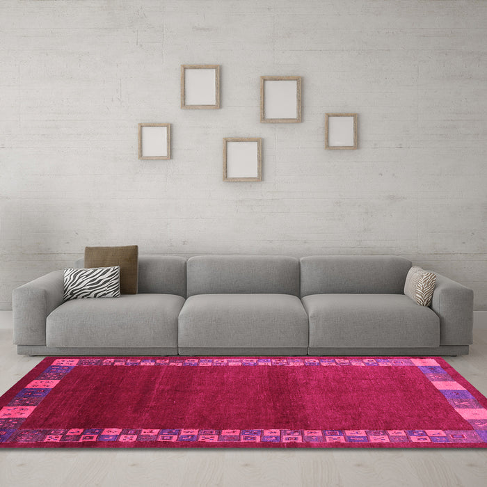 Machine Washable Abstract Pink Contemporary Rug in a Living Room, wshcon2820pnk