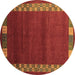 Round Machine Washable Abstract Brown Contemporary Rug, wshcon2820brn