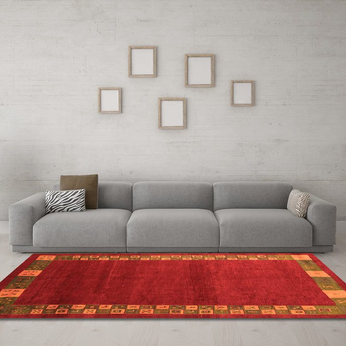 Machine Washable Abstract Orange Contemporary Area Rugs in a Living Room, wshcon2820org