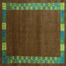 Square Machine Washable Abstract Turquoise Contemporary Area Rugs, wshcon2820turq