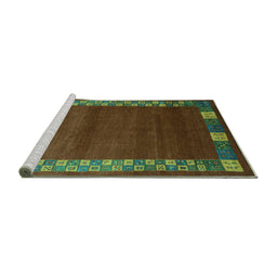Sideview of Machine Washable Abstract Turquoise Contemporary Area Rugs, wshcon2820turq