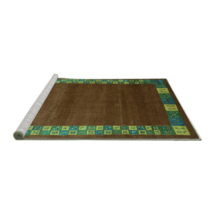 Sideview of Machine Washable Abstract Turquoise Contemporary Area Rugs, wshcon2820turq