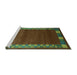 Sideview of Machine Washable Abstract Turquoise Contemporary Area Rugs, wshcon2820turq