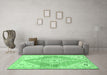 Machine Washable Abstract Emerald Green Contemporary Area Rugs in a Living Room,, wshcon2821emgrn