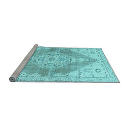 Sideview of Machine Washable Abstract Light Blue Contemporary Rug, wshcon2821lblu