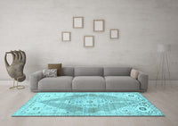 Machine Washable Abstract Light Blue Contemporary Rug, wshcon2821lblu