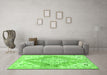 Machine Washable Abstract Green Contemporary Area Rugs in a Living Room,, wshcon2821grn