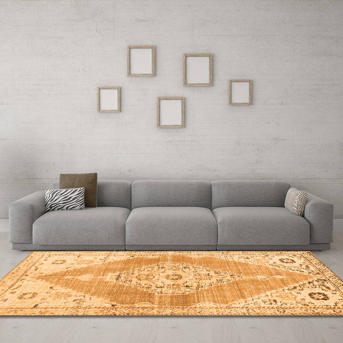 Machine Washable Abstract Orange Contemporary Area Rugs in a Living Room, wshcon2821org
