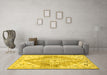 Machine Washable Abstract Yellow Contemporary Rug in a Living Room, wshcon2821yw