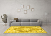 Machine Washable Abstract Yellow Contemporary Rug, wshcon2821yw