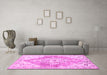 Machine Washable Abstract Pink Contemporary Rug in a Living Room, wshcon2821pnk