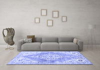 Machine Washable Abstract Blue Contemporary Rug, wshcon2821blu