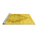 Sideview of Machine Washable Abstract Yellow Contemporary Rug, wshcon2821yw