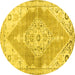 Round Abstract Yellow Contemporary Rug, con2821yw