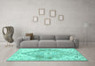 Machine Washable Abstract Turquoise Contemporary Area Rugs in a Living Room,, wshcon2821turq