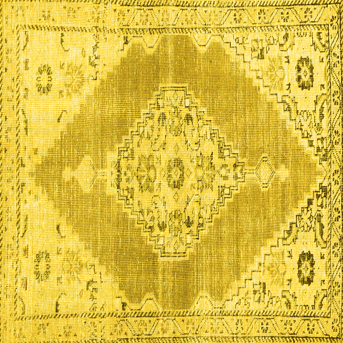 Square Abstract Yellow Contemporary Rug, con2821yw