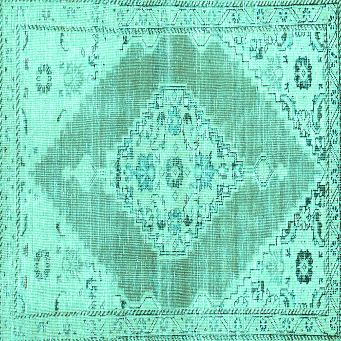 Square Abstract Turquoise Contemporary Rug, con2821turq